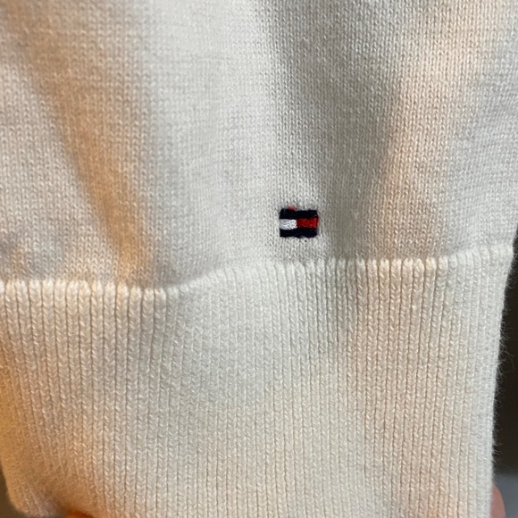 Tommy Hilfiger white Turtleneck Sweater with Red and Blue Stripes - Picture 3 of 6